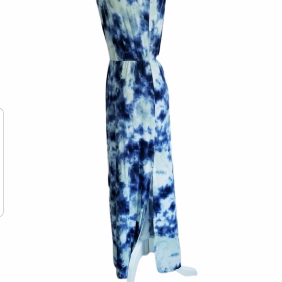 Halter Maxi Dress Tie Dye Side Slit Maxi Summer Dress - Picture 9 of 15